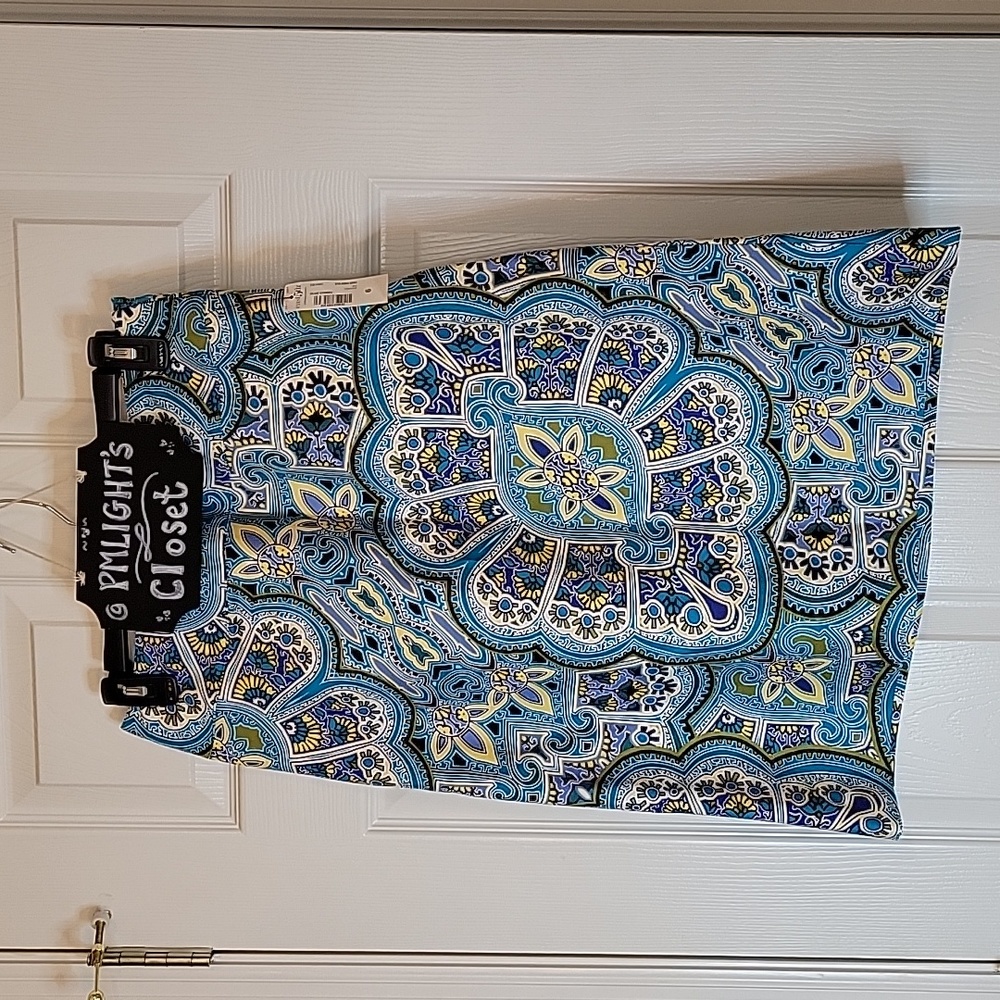 East 5th Skirt New 6 Blue White Teal Black Gold Yellow Floral Paisley